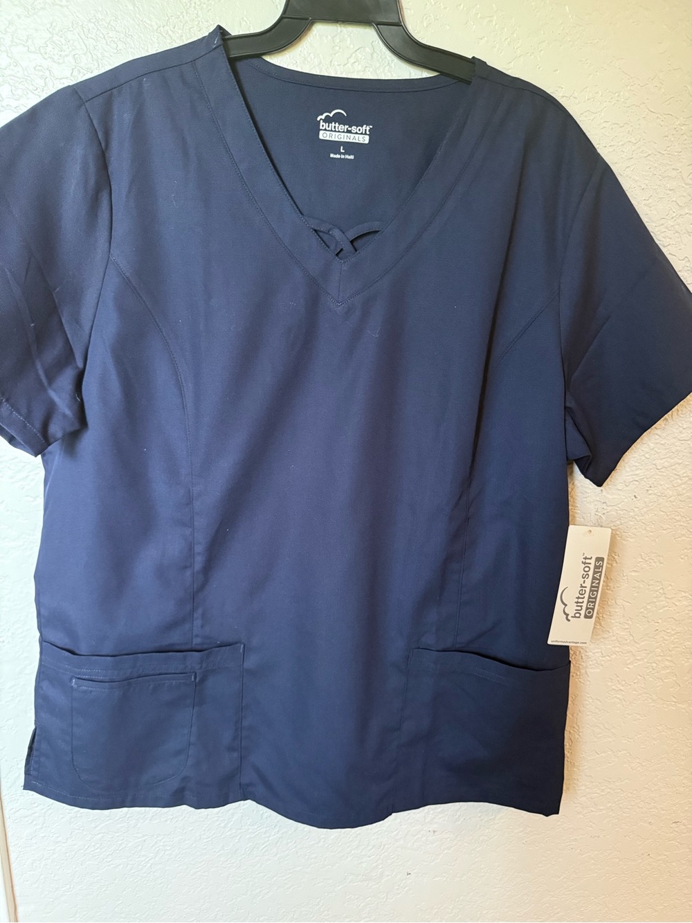 Butter-Soft Navy V-Neck Short Sleeve Top